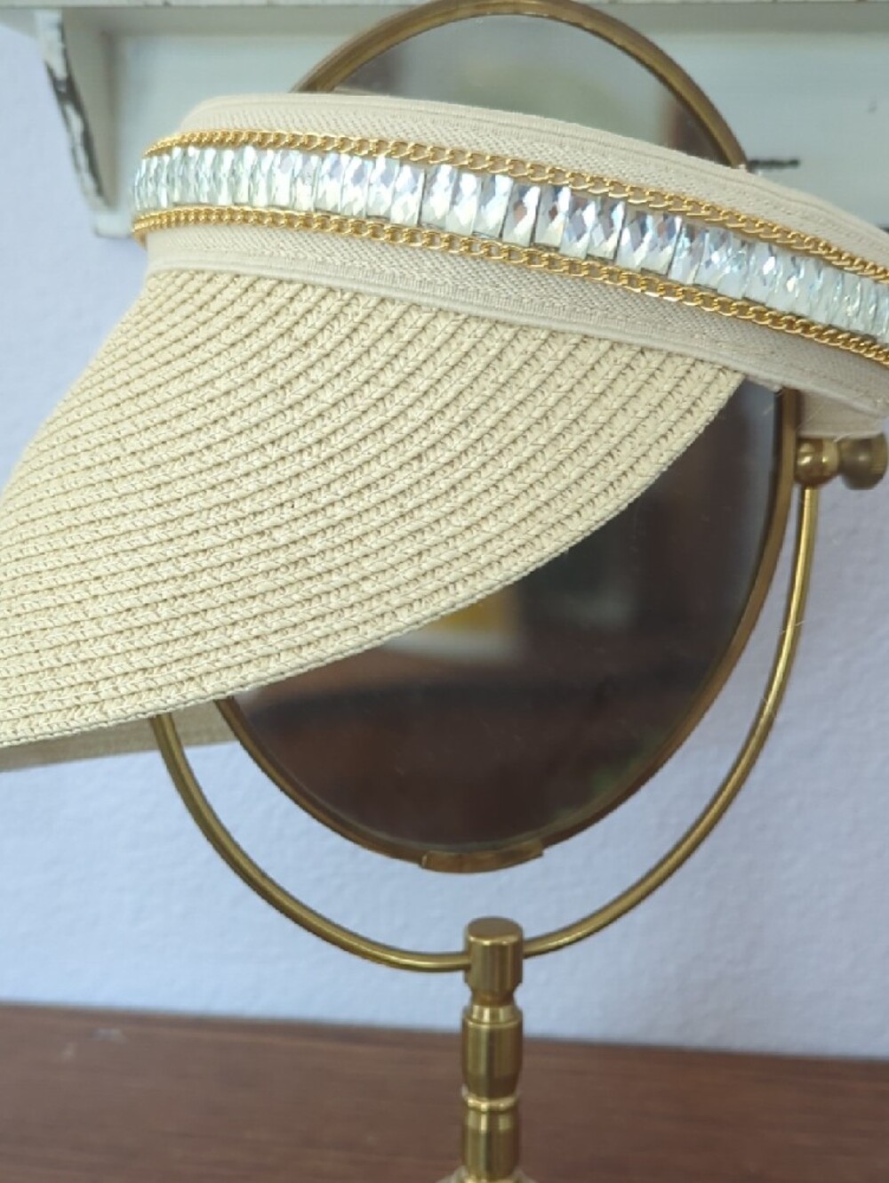 Glam Extended Brim Visor Hat - Beige - Picture 4 of 8